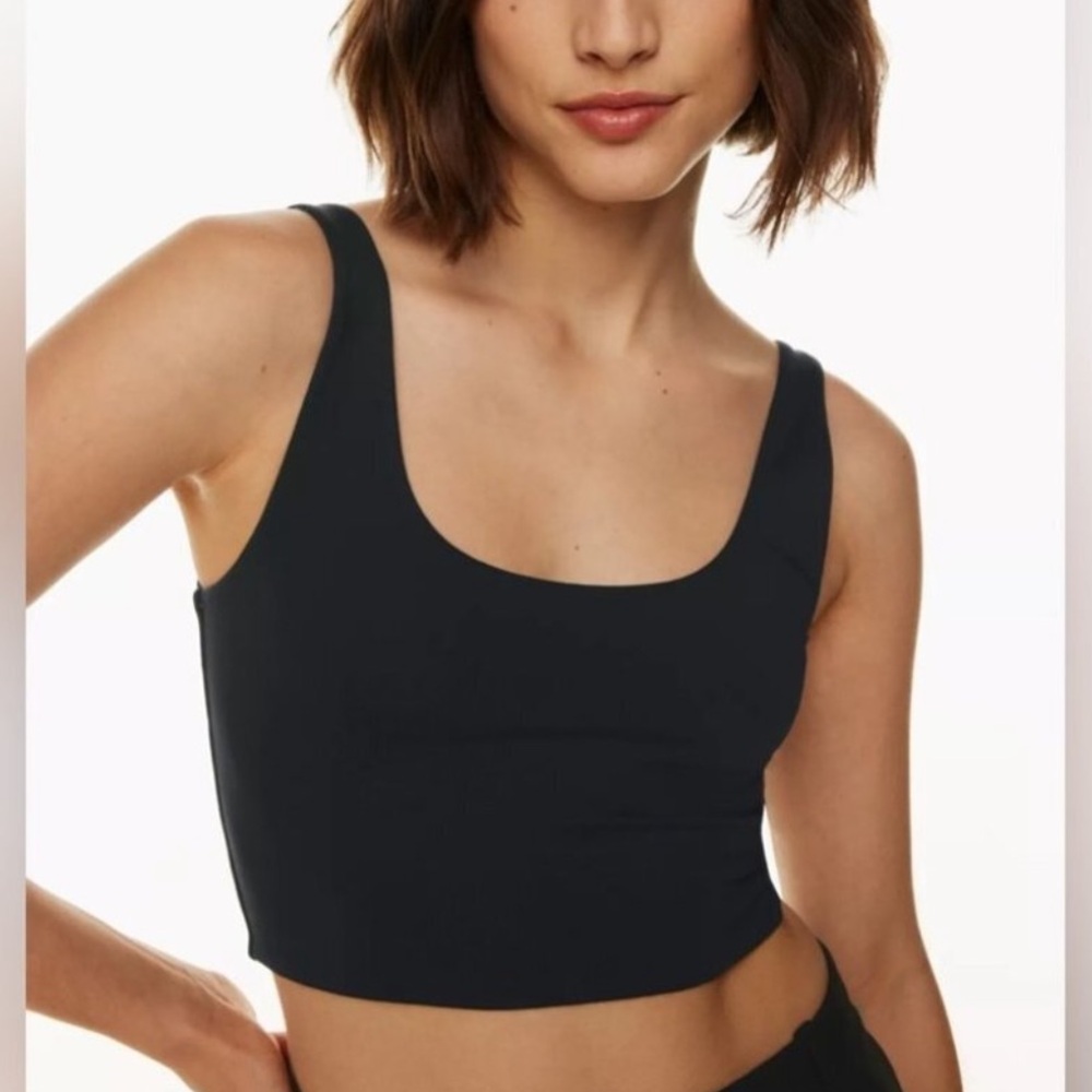 Aritzia Babaton Contour Scoopneck Cropped Tank Espresso Brown NEW